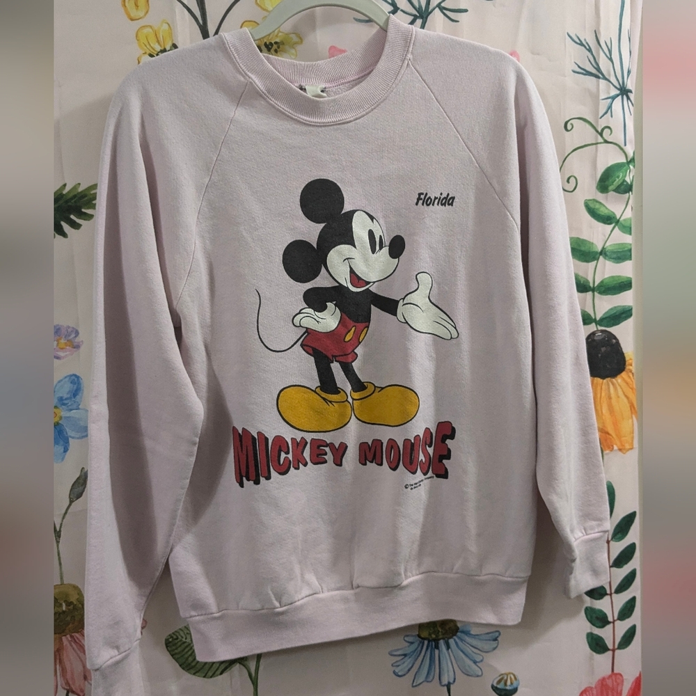 Vintage Florida Mickey Mouse Pink Sweater